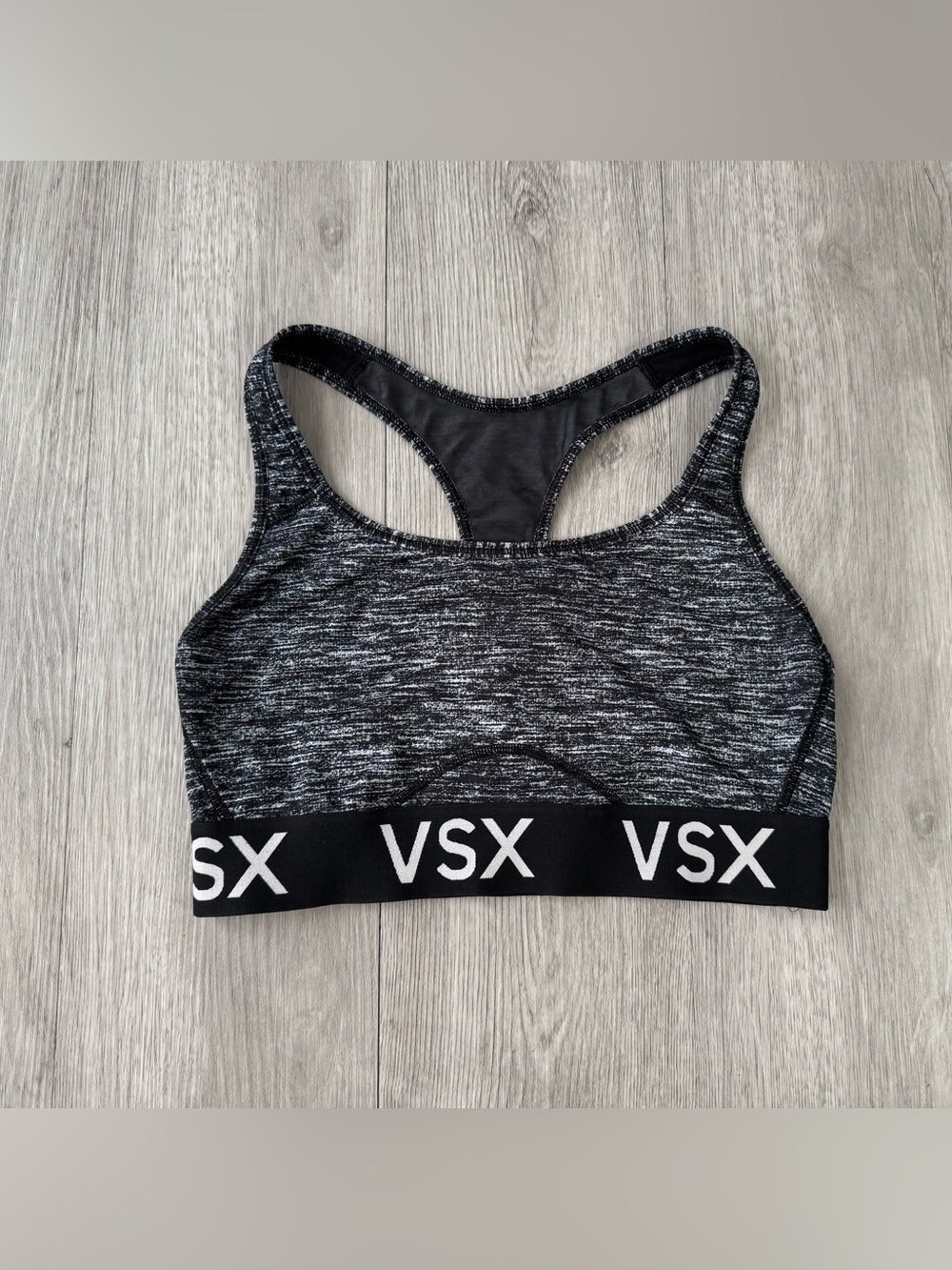 Victoria’s Secret VSX Sport Heathered Gray Black Racerback Sports Bra M
